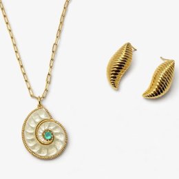 Imagem de Conjunto Colar e Brinco Caracol Banho em Ouro 18k