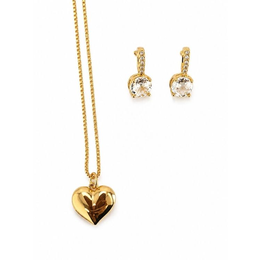 Imagem de Conjunto Colar e Brinco Ponto Luz Banhado a Ouro 18K