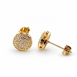 Imagem de Brinco Redondo Cravejado Mini Corações Banho Ouro 18k
