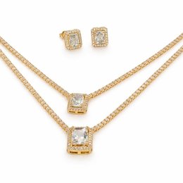 Imagem de Conjunto Colar e Brinco com Zircônias Banho Ouro 18k