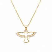 Colar Espírito Santo Cravejado Banhado a Ouro 18K