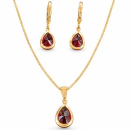 Imagem de Conjunto Gota Vermelha Dourado Feminino Luxo