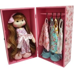 Imagem de Kit Boneca e Armário com Roupas