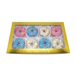 Imagem de Caixa com 8 Mini Cake Donuts Coloridos e Confeitos