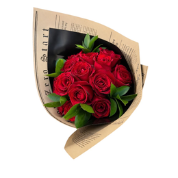 Imagem de Buquê de Rosas Vermelhas no Papel Coreano