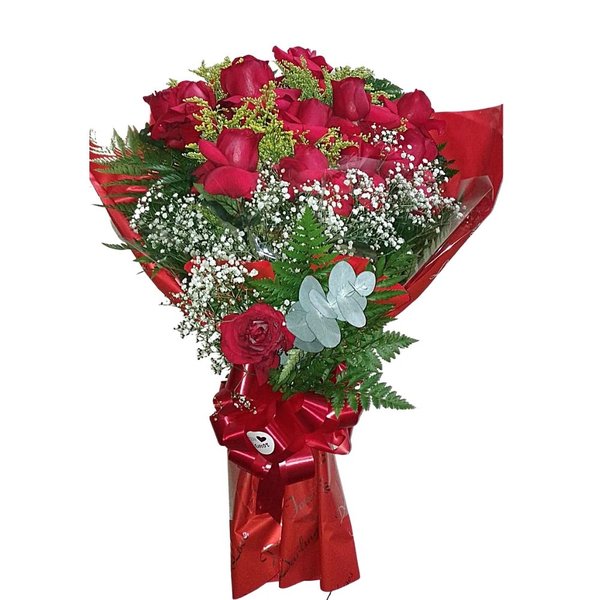 Buquê de 12 Rosas Vermelhas 