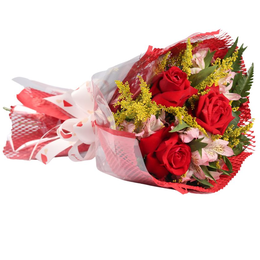 Imagem de Buquê de 3 Rosas Vermelhas Nacionais  