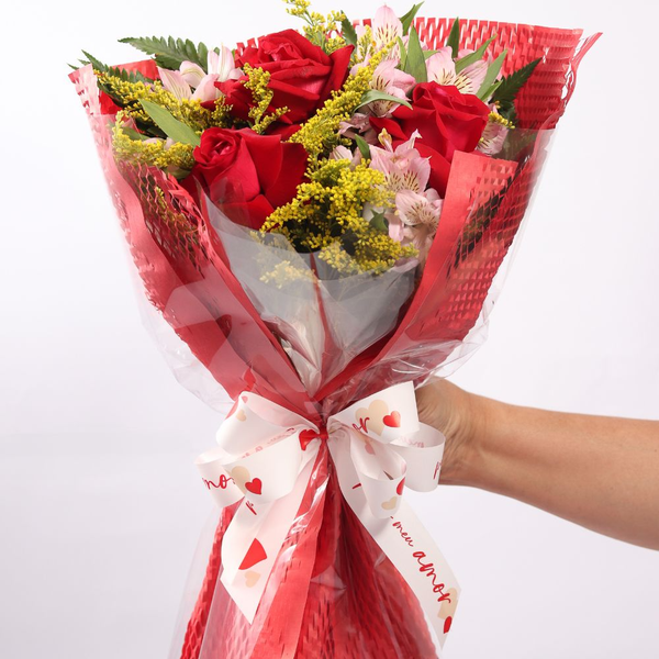 Buquê de 3 Rosas Vermelhas Nacionais  