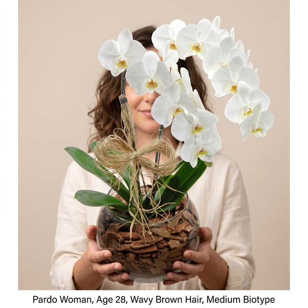 Orquídeas Phalaenopsis com duas Hastes Branca  
