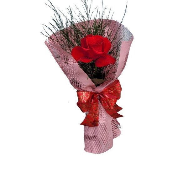 Buquê de Uma Rosa Vermelha Nacional  