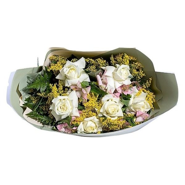 Buquê com 6 Rosas Brancas 
