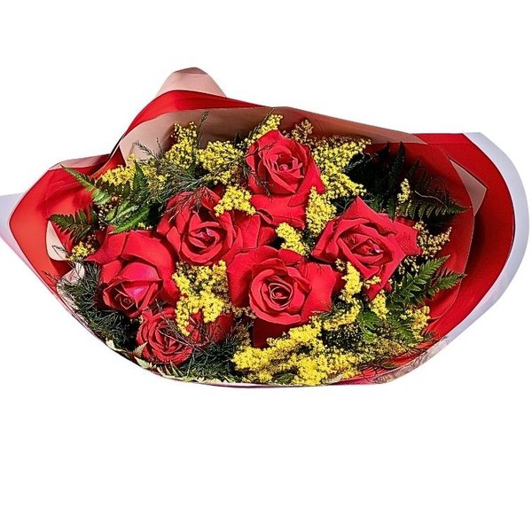 Buquê com 6 Rosas Vermelhas Nacionais  