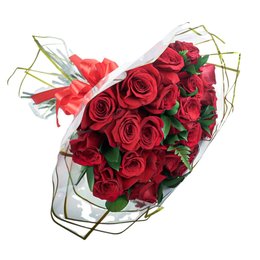 Imagem de Buquê de 20 Rosas Vermelhas e Folhagens 