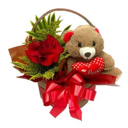 Imagem de Cesta Carinho Rosa e Urso