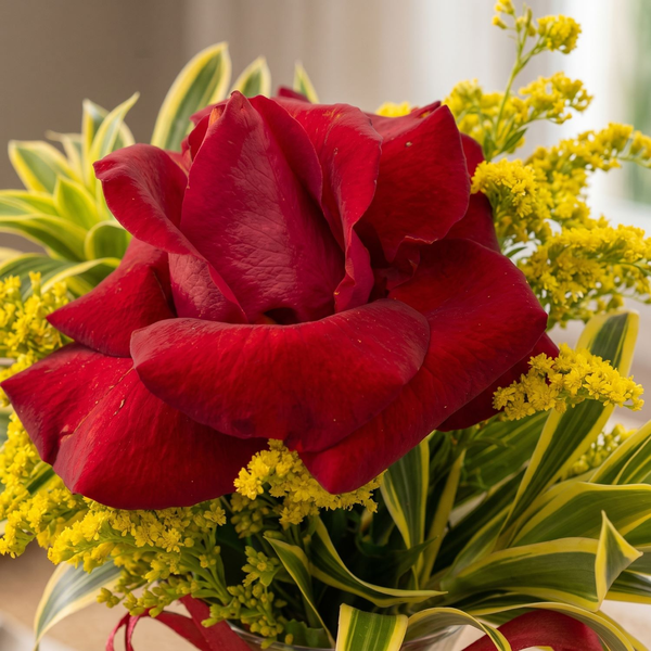 Arranjo de Uma Rosa no Vidro 