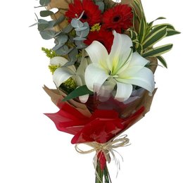 Imagem de Ramalhete de Lírio e Gérbera Vermelha 