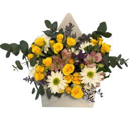 Imagem de Caixa Carta Mini Rosa Amarela e Margarida 