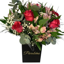 Imagem de Caixa de Rosa e Astromélia Pink