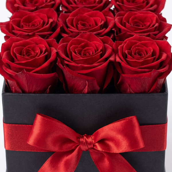 Caixa com Nove Rosas Vermelhas