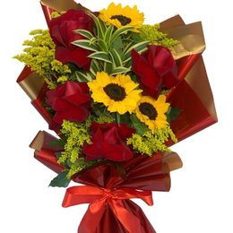 Imagem de Ramalhete Rosa e Girassol