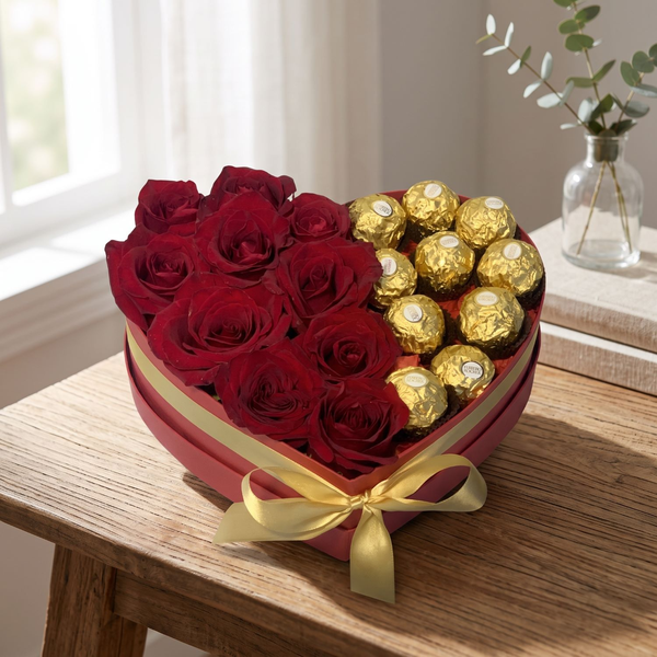 Caixa Coração e Ferrero Rocher