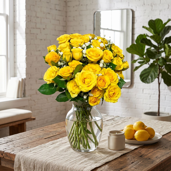 Arranjo de Mini Rosa Amarelo 