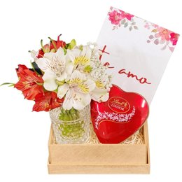 Imagem de Cesta com Flores & Chocolate Lindt 