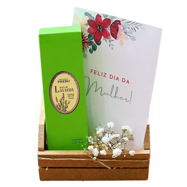 Cesta com Perfume Rollon de Lavanda Dia da Mulher