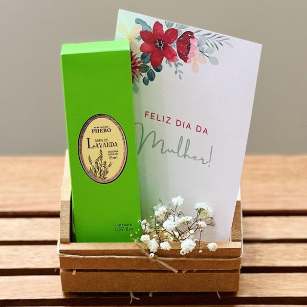 Cesta com Perfume Rollon de Lavanda Dia da Mulher