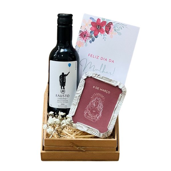 Cesta Vinho e Brownie Especial Dia da Mulher