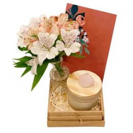 Imagem de Cesta de Flores e Vela Aromática