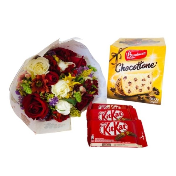 Buquê Flores Mix e Kit Natal