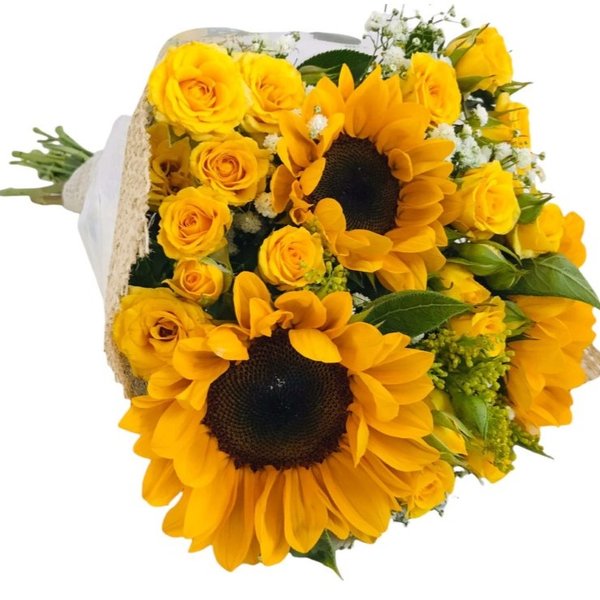 Buquê Admiravel Girassóis com Mini Rosas