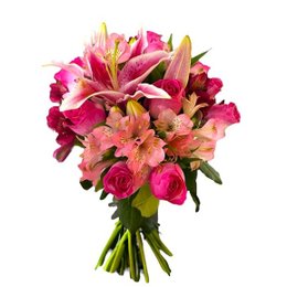 Imagem de Buquê Lírio Rosa com Rosas 