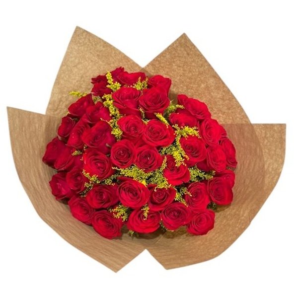 Mega Buquê de 50 Rosas Vermelhas com Tango