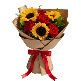 Imagem de Lindo Buquê de Girassóis e Rosas Vermelhas