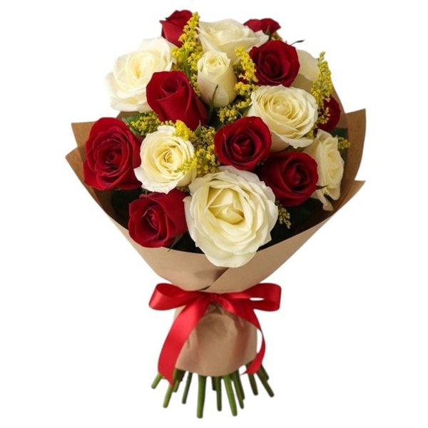 Buquê Rosas Vermelhas e Brancas