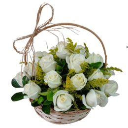 Imagem de Cesta com 24 Rosas Brancas