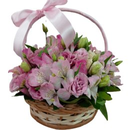 Imagem de Cesta de Flores Tons Rosados
