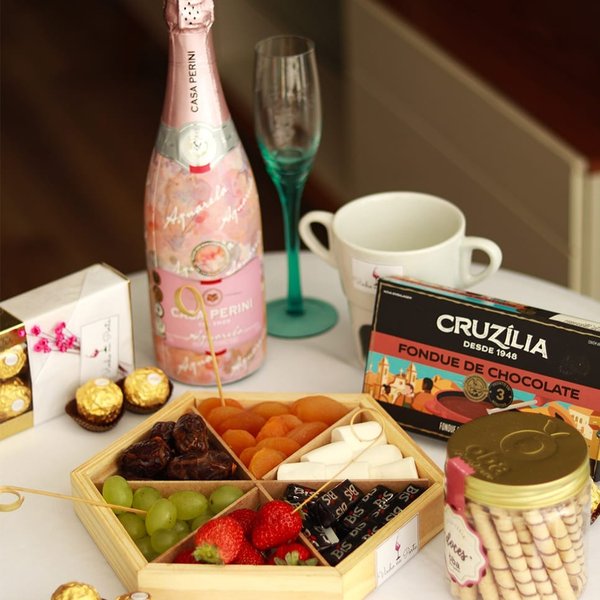 Cesta Espumante e Fondue de Chocolate 