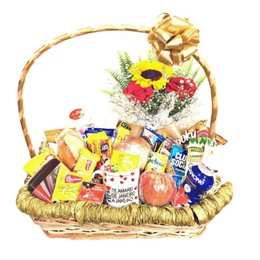 Imagem de Cesta de café da manhã com flores 