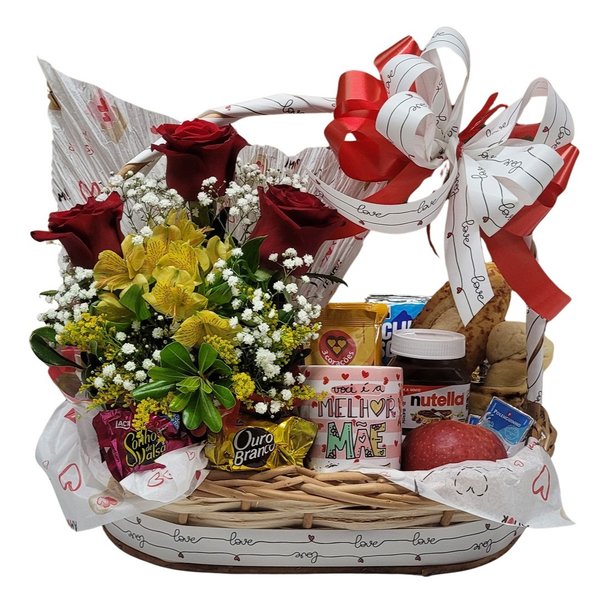 Cesta Café Mãe Com Rosas I