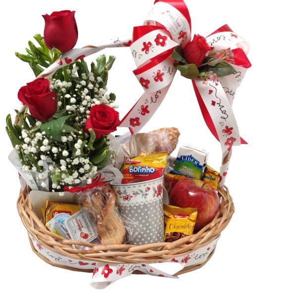 Cesta Café Amor Com Rosas