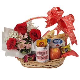 Imagem de Cesta Café Linda Mulher com Rosas 