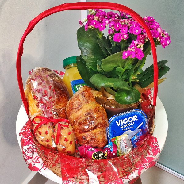 Cesta com Flor e Croissant