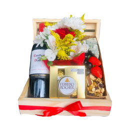 Imagem de Cesta Afeto Amor com Vinho e Flores