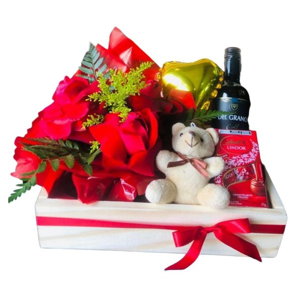 Cesta de Amor Chocolate Vinho e Carinho