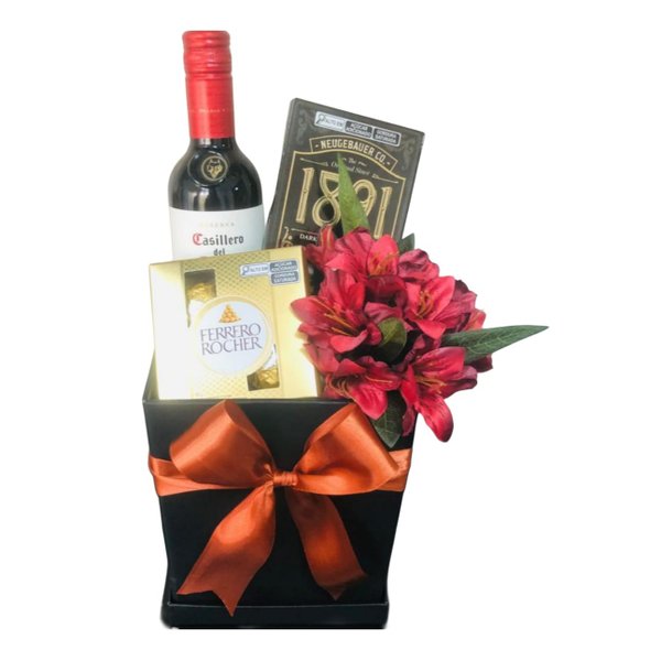 Cesta de Presente com Vinho