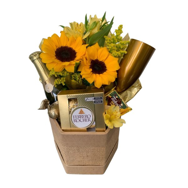 Cesta Girassol sonho dourado 