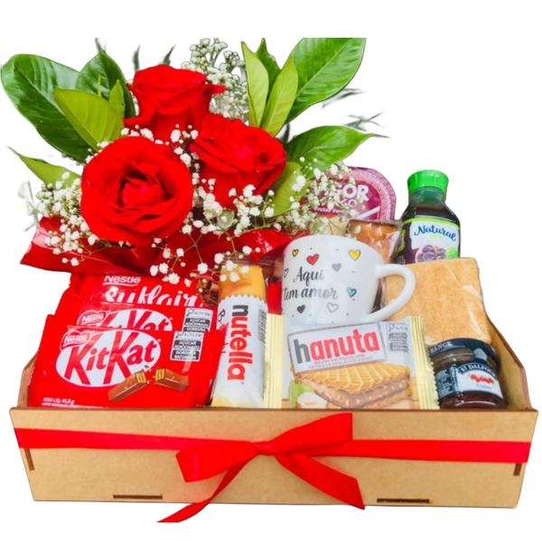 Café Alegria com Chocolate e Rosas 